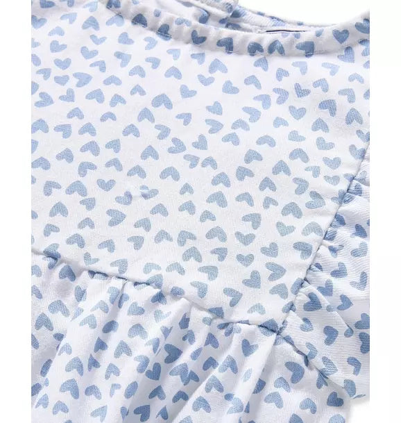 Infants Ruffled Romper in Bluehearts