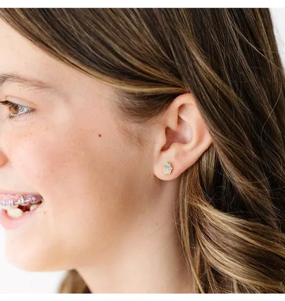 Rainbow Cupcake Stud Earring