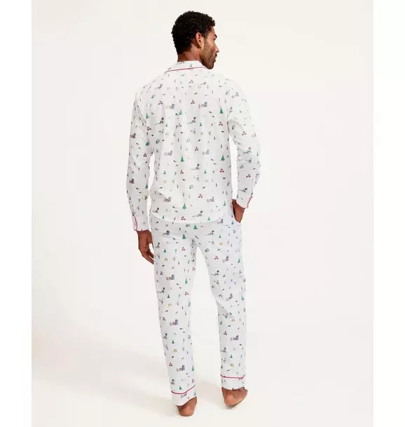 Men's Twill Pajama Set in Holiday Town