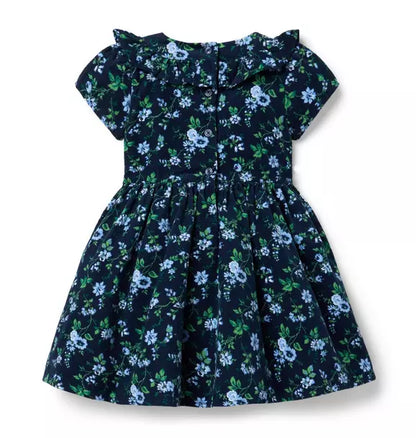 Floral Corduroy Ruffle Dress