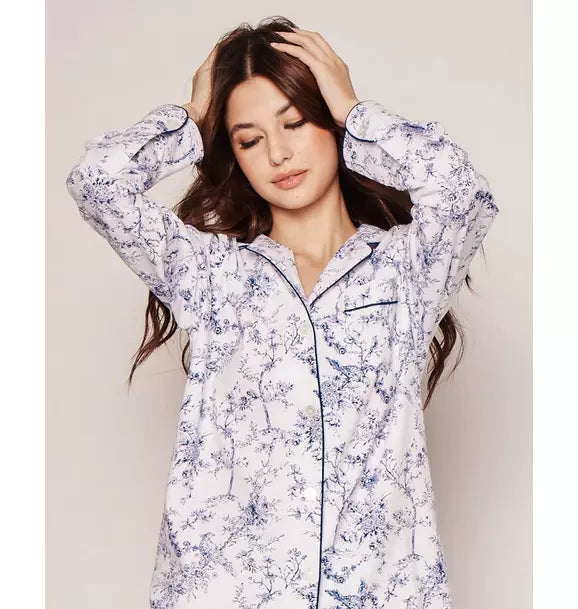 Women's Twill Pajama Set in Blue Timeless Toile