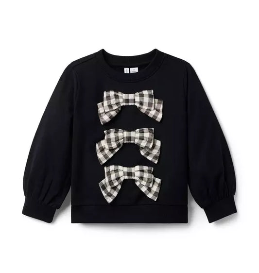 Gingham Shimmer Bow Sweater