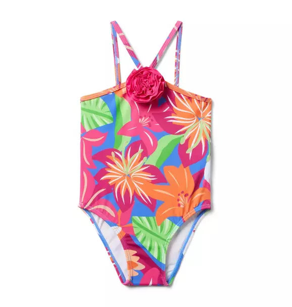 Recycled Tropical Floral Rosette Swimsuit