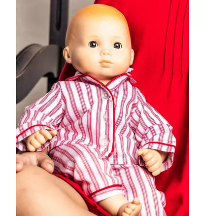 Doll Pajamas in Antique Red Ticking
