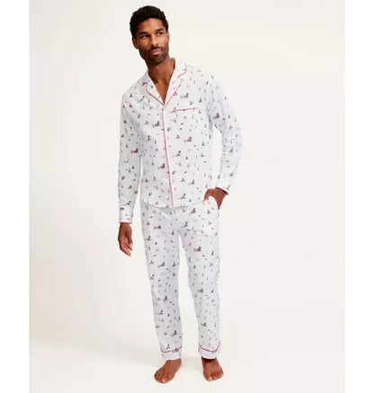 Men's Twill Pajama Set in Holiday Town