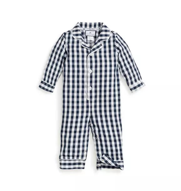 Navy Gingham Romper