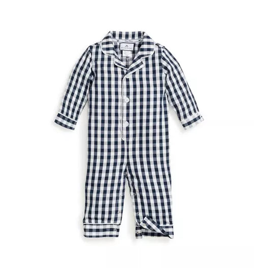 Navy Gingham Romper