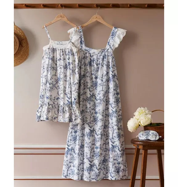 Girl's Twill Lily Nightgown in Blue Timeless Toile