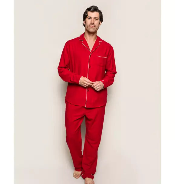 Men's Flannel Pajama Set in Red