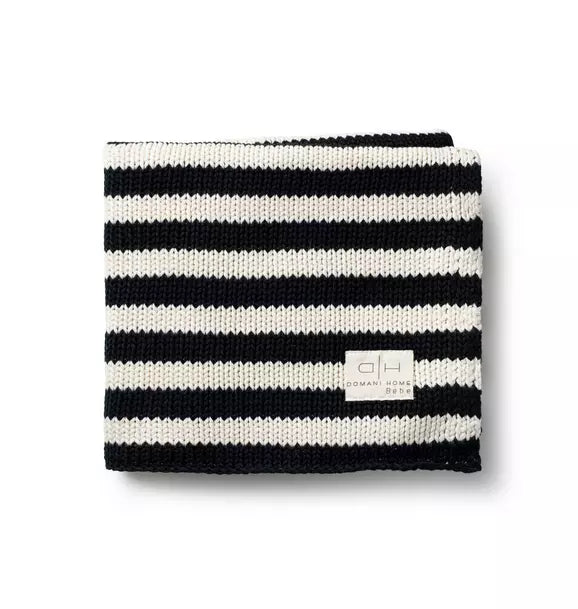 Iconic Stripe Knit Baby Blanket Black