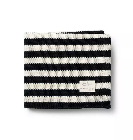 Iconic Stripe Knit Baby Blanket Black
