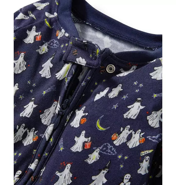 Baby's Pima Peekaboo Romper in Spooky Slumber