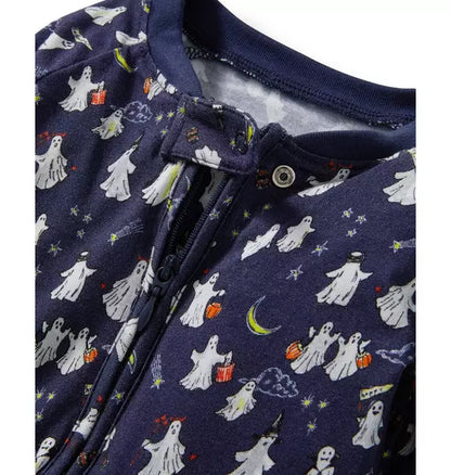 Baby's Pima Peekaboo Romper in Spooky Slumber