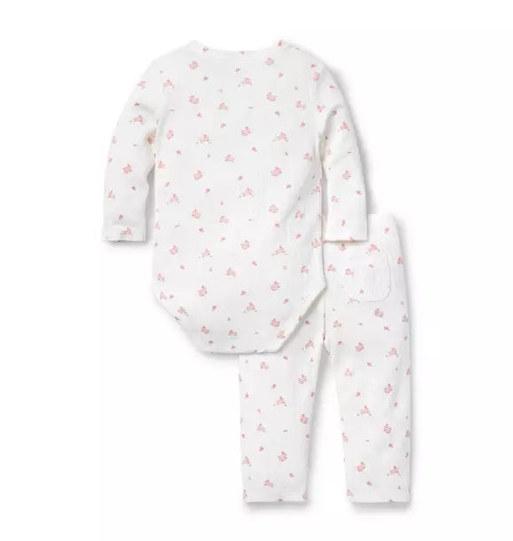 Baby Bunny Pointelle Wrap Matching Set
