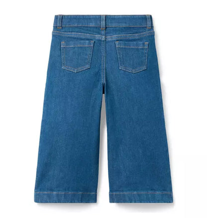 Pleated Wide Leg Jean In Medium Wash