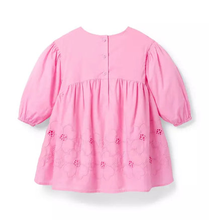 Embroidered Floral Puff Sleeve Dress