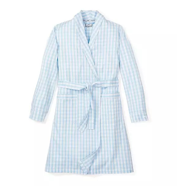 Women's Light Blue Gingham Robe