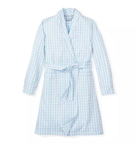 Women's Light Blue Gingham Robe