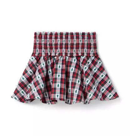 Holiday Tartan Smocked Skirt