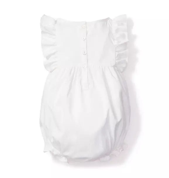 Baby's White Twill Ruffled Romper