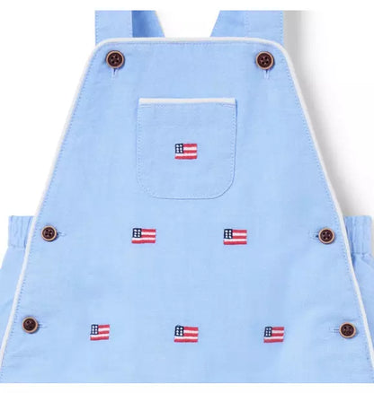 Baby Embroidered Flag Oxford Overall