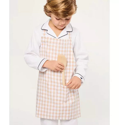 Kid's Twill Apron in Camel Gingham