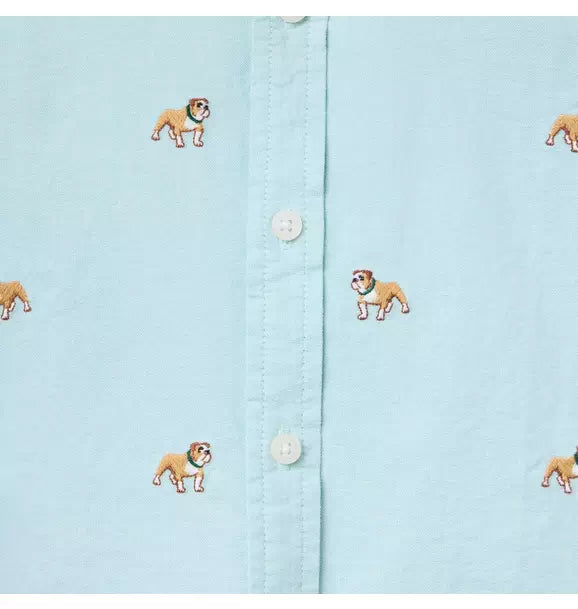 Embroidered Bulldog Oxford Shirt