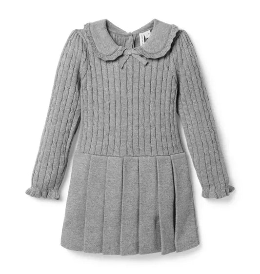 Cable Knit Pleated Sweater Dress