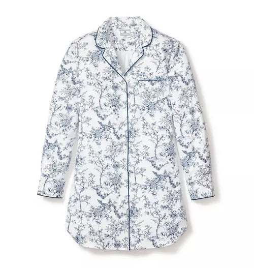 Women's Twill Nightshirt in Blue Timeless Toile