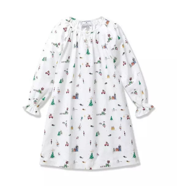 Girl's Twill Delphine Nightgown in Holiday Town