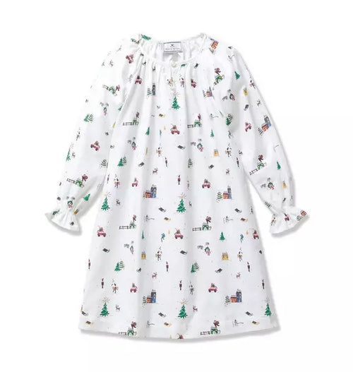Girl's Twill Delphine Nightgown in Holiday Town