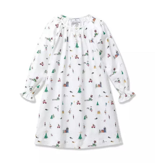 Girl's Twill Delphine Nightgown in Holiday Town