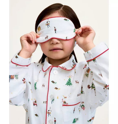Kid's Twill Sleep Mask in Holiday Town
