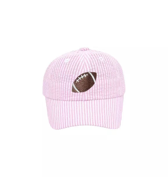 Football Seersucker Bow Baseball Hat
