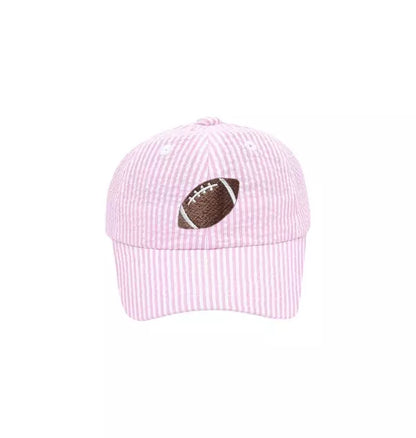 Football Seersucker Bow Baseball Hat