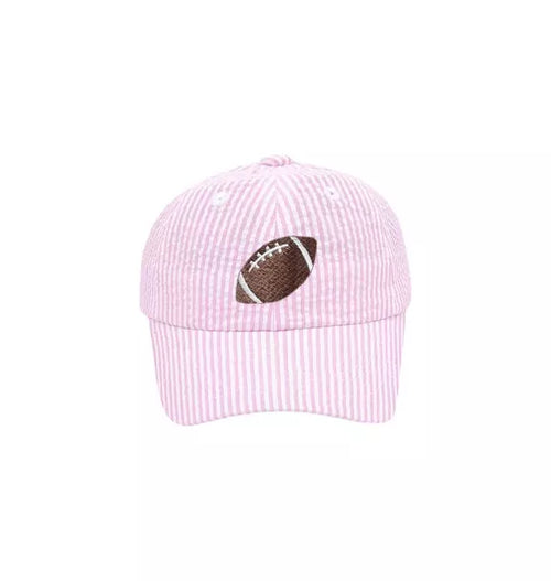 Football Seersucker Bow Baseball Hat