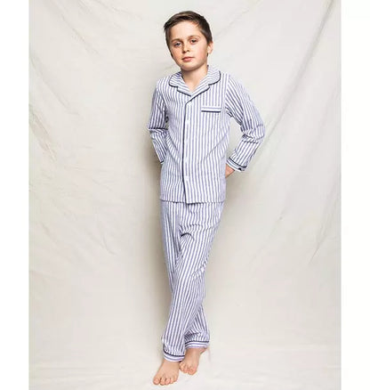 Children's Pajama Set in Navy French Ticking