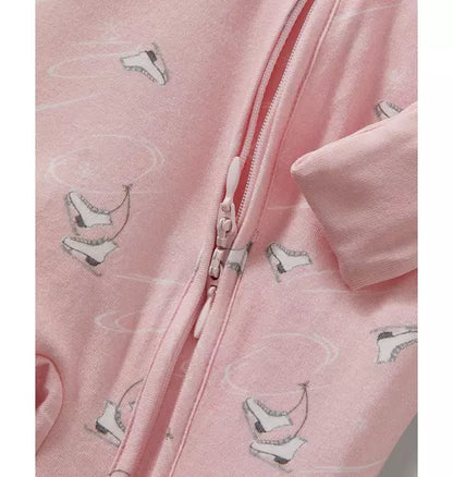 Baby's Pima Peekaboo Romper in Winter Skates