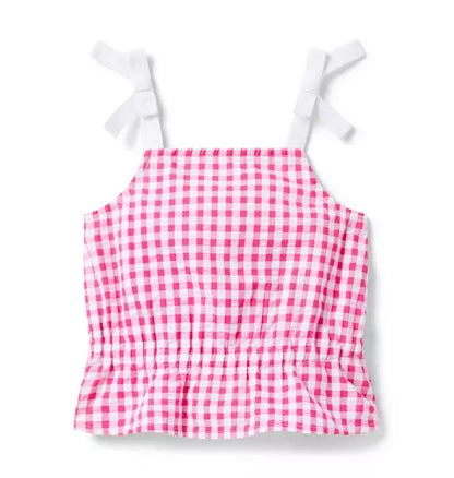 Gingham Peplum Top