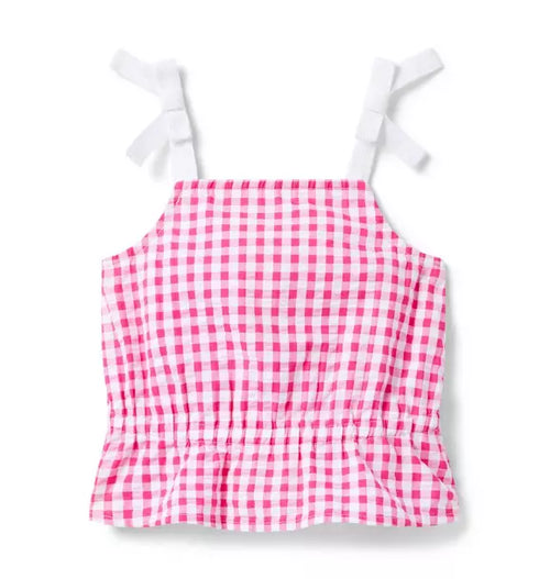 Gingham Peplum Top