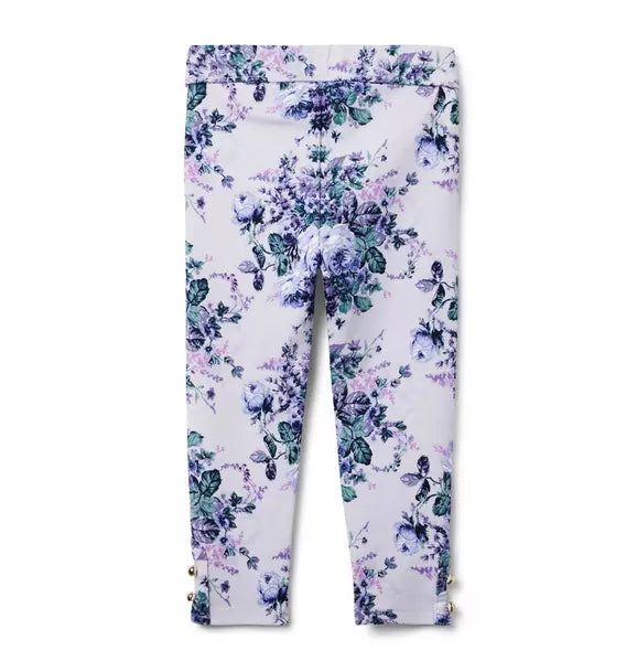 Floral Button Cuff Ponte Pant
