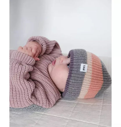 Beanie Stripe Chunky - Ash Rose Multicolor Stripe