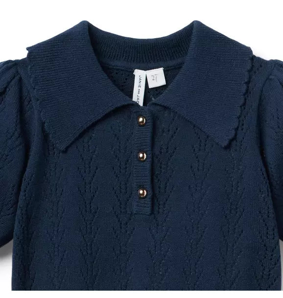Pointelle Sweater Polo