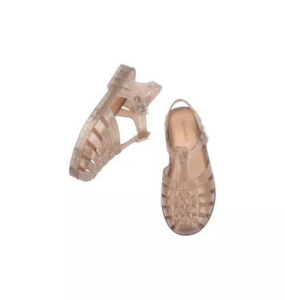 Possession Shiny Fisherman Jelly Sandal in Beige Silver Glitter