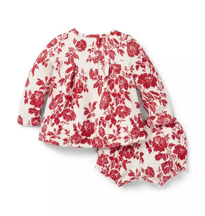The Floral Quilted Bow Matching Baby Set