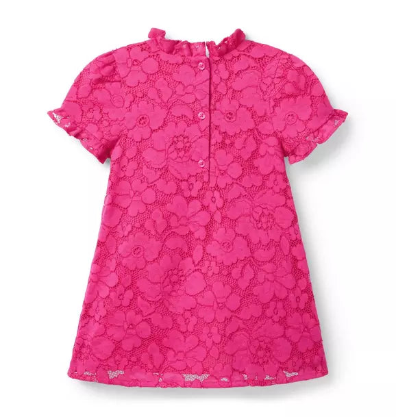 Floral Lace Ruffle Trim Dress