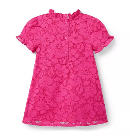 Floral Lace Ruffle Trim Dress