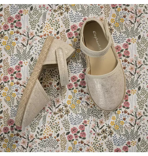 Linen Classic Espadrille Metallic White