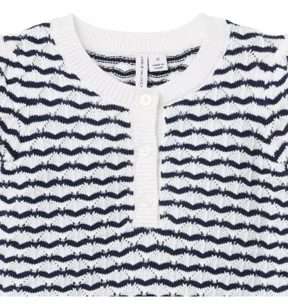 Wavy Striped Pointelle Sweater Top