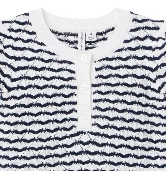 Wavy Striped Pointelle Sweater Top